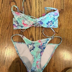 Tropical Floral Mint Bikini Set